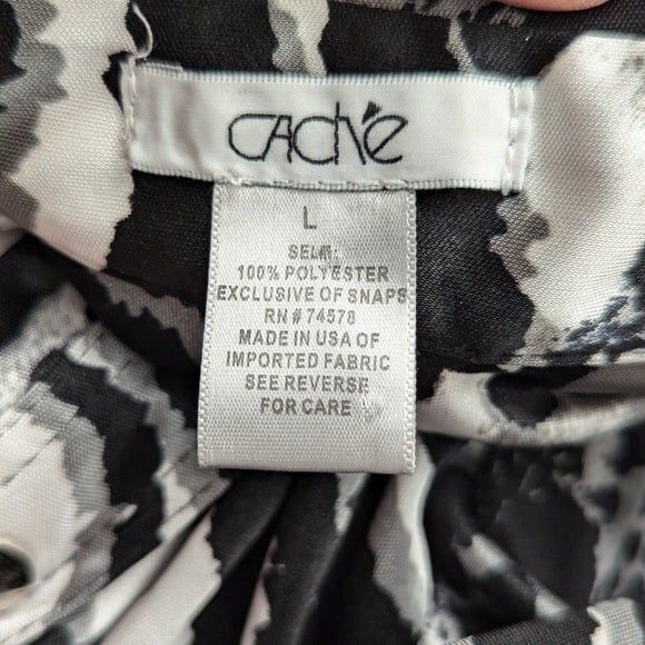 Vintage Cache Animal Print Satin Blouse L – Y2K Glam Rock Street Style Top - Picture 9 of 10